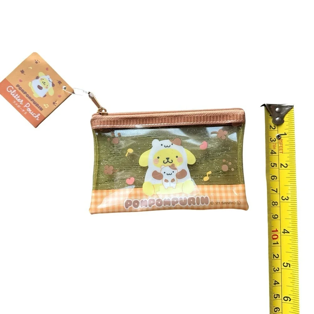 Sanrio Pompompurin Glitter Pouch Yellow Green Small Kids One Size
